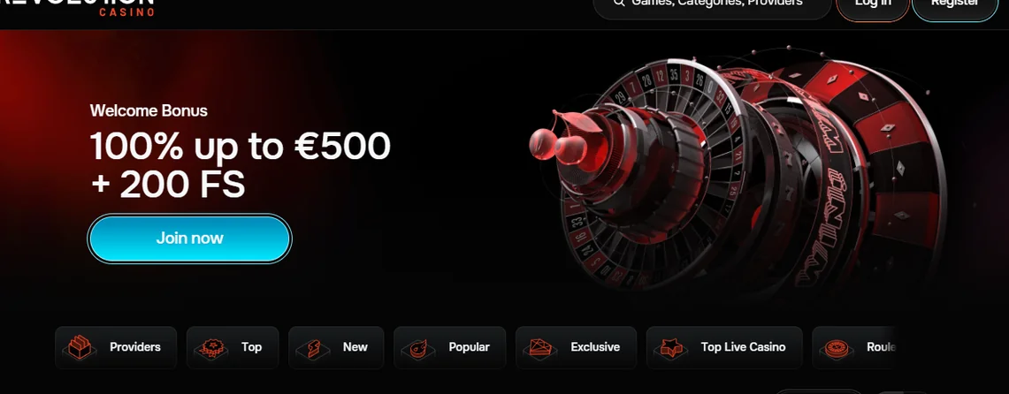 Join Revolution Casino bonus