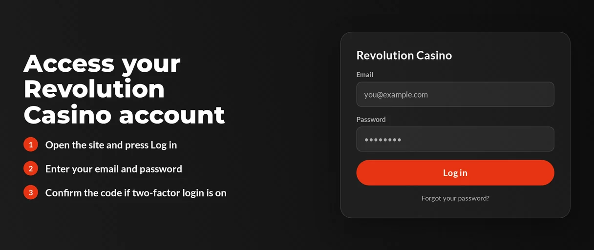 Type credentials, open account.